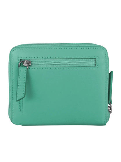 Wallet Small Zip Around Turquoise Rfid Protected 7859