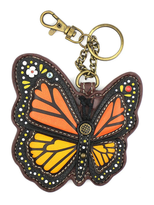 Coin Purse / Key Fob  Orange Monarch Butterfly 806Mbo 