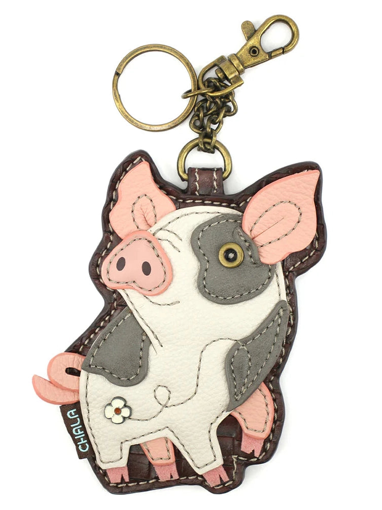 Coin Purse / Key Fob  Pink/White Pig 806piao 