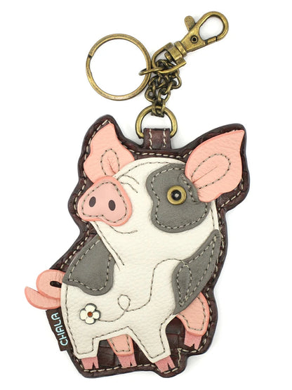 Coin Purse / Key Fob  Pink/White Pig 806piao 