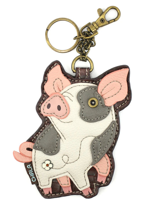 Coin Purse / Key Fob  Pink/White Pig 806piao 