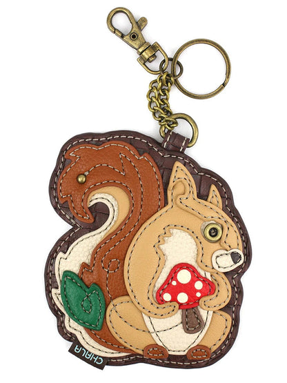 Coin Purse / Key Fob  Brown Squirrel A/Red Mushroom 806sqao 