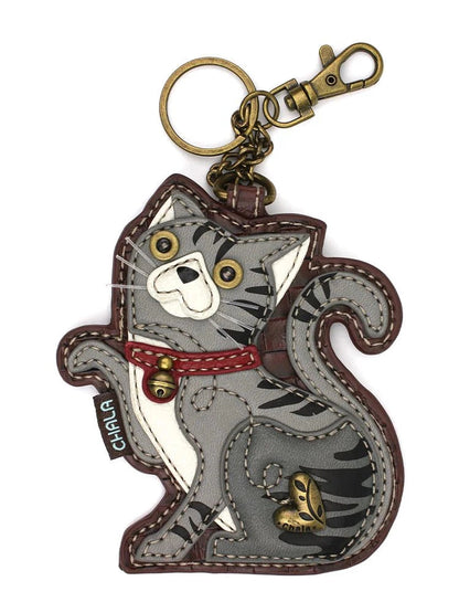 Coin Purse / Key Fob  Grey Tabby Cat 806Gtco 