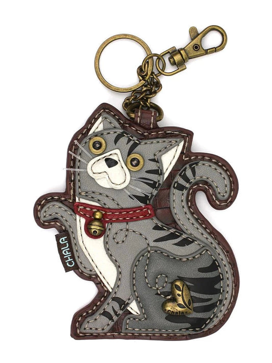 Coin Purse / Key Fob  Grey Tabby Cat 806Gtco 