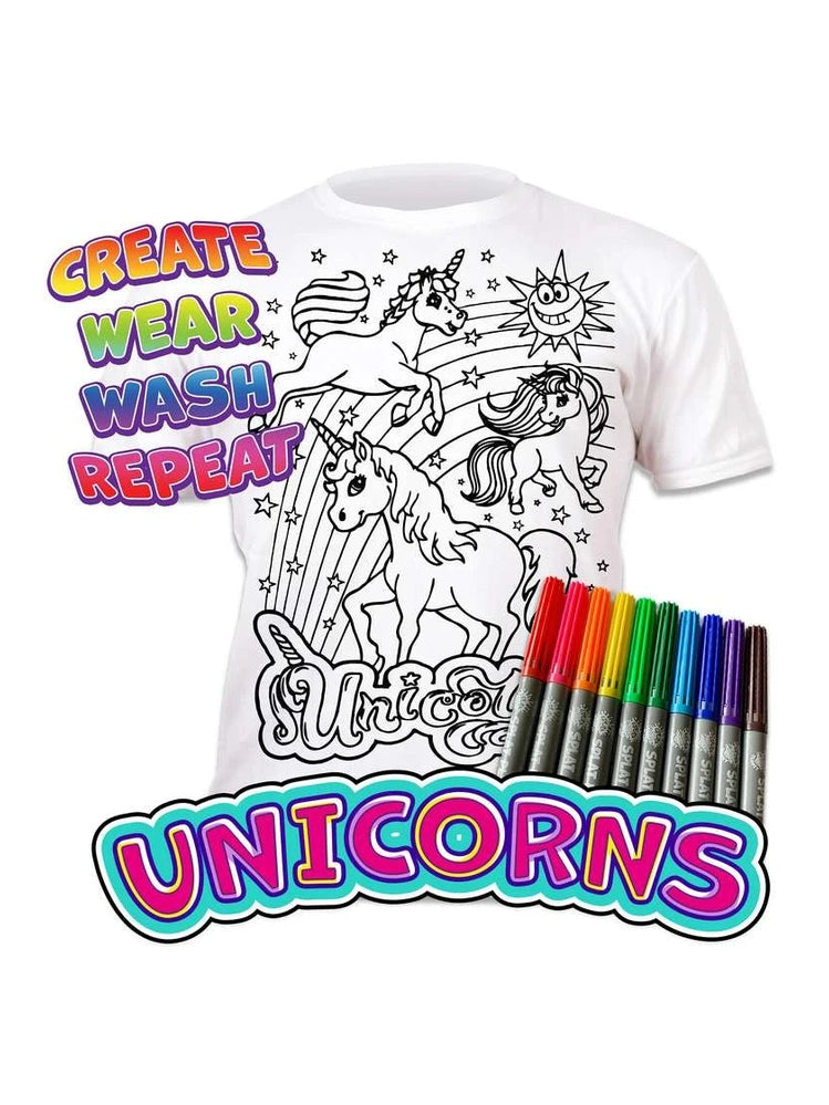 T Shirt Unicorn Create Wash Wear Repeat 2 Sizes Children's 