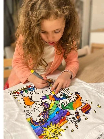 T Shirt Unicorn Create Wash Wear Repeat 2 Sizes Children's 
