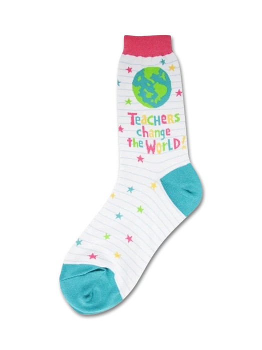 Socks  Teachers Change The World White  Women's  7028