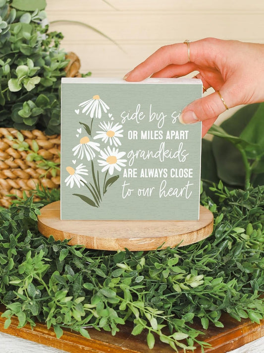 Picture&nbsp; Block Side By Side Grandkids 5x5x1.25" Sts2514