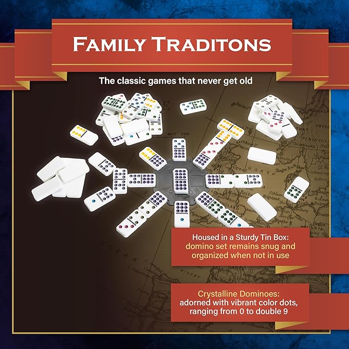 Dominoes Family Traditions Double 9 Tin   CG0334 