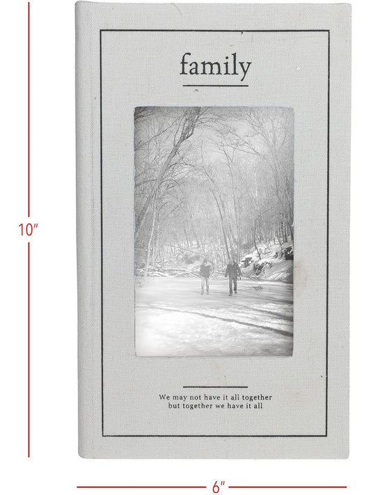 Picture Book 4x6" Fabric Covered Wood White Ffrd11038