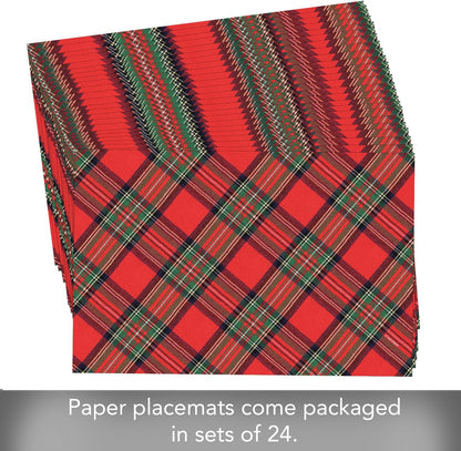 Paper Placemat Christmas Plaid 24Pc 11x17" 172-00264