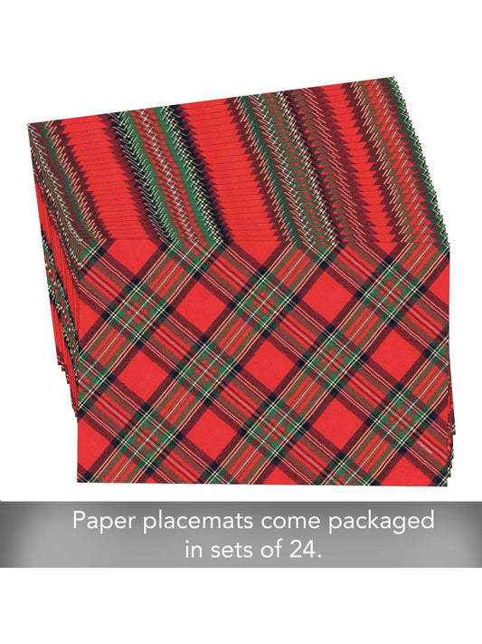 Paper Placemat Christmas Plaid 24Pc 11x17" 172-00264