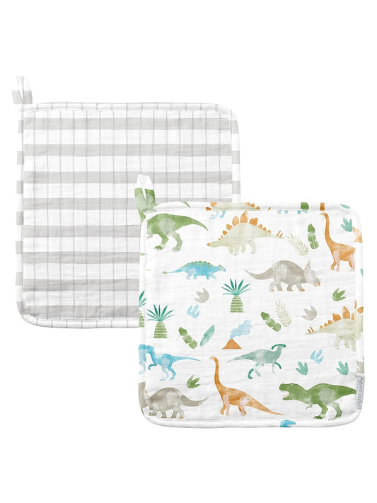 Washcloth  Muslin 2pk Dino Children's Sj-1241-59 