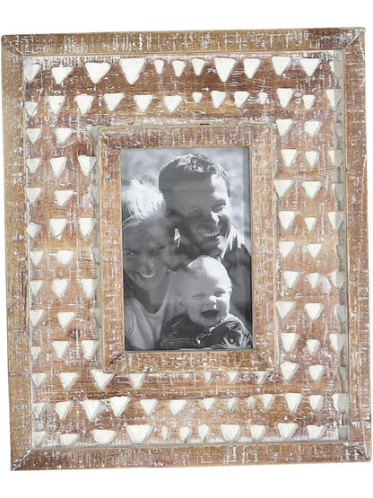 Picture Frame Wooden Carved White Washed&nbsp; Natural Color&nbsp; 4x6"&nbsp; Ffrd02311