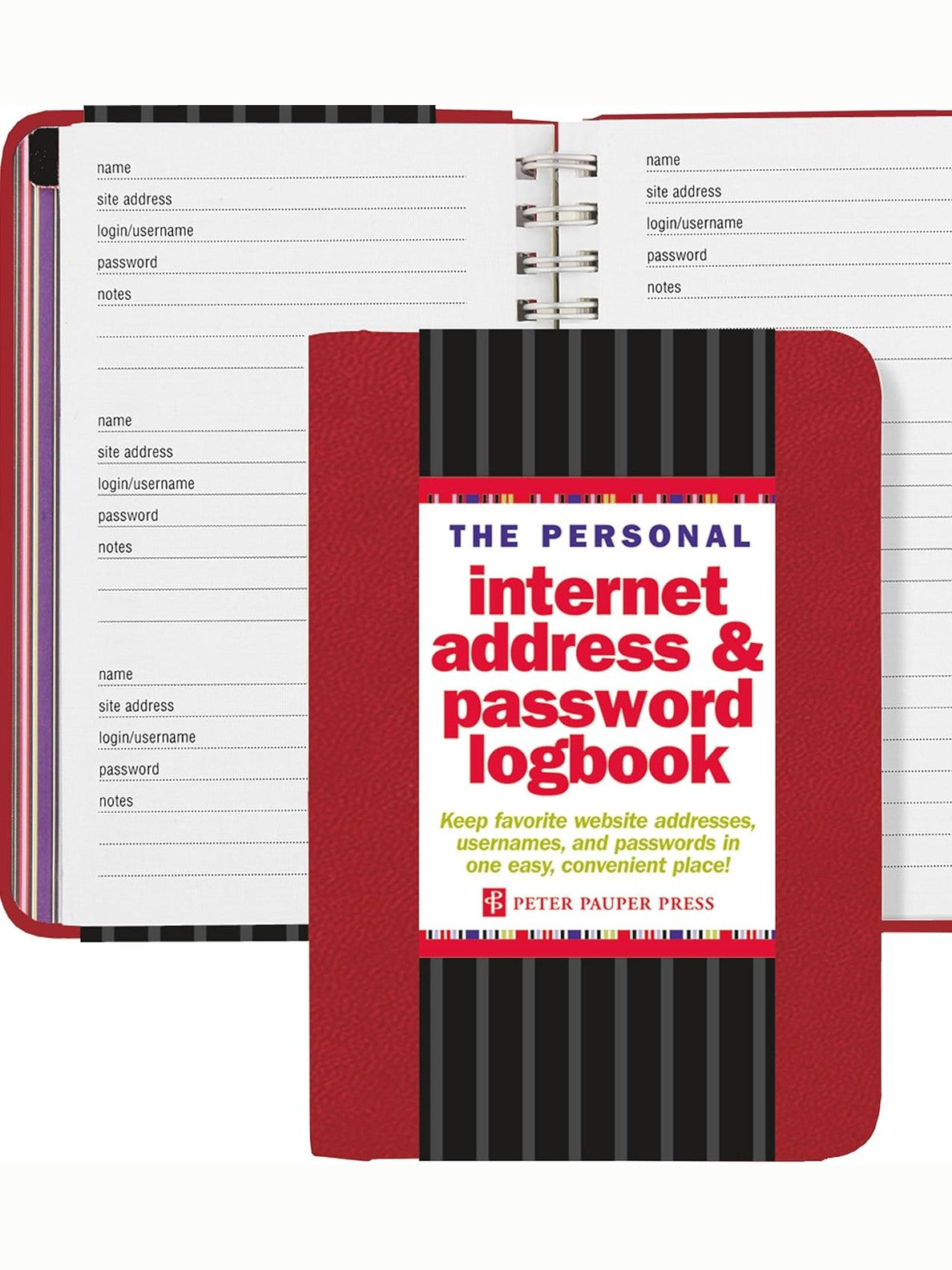 Internet Address Log Book Large Print Red  4"x 6"  308146