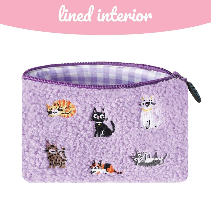 Stashies Lavender Cats Emboidered Zippered Cosmetic Pouch Women's&nbsp;