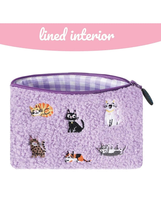 Stashies Lavender Cats Emboidered Zippered Cosmetic Pouch Women's&nbsp;