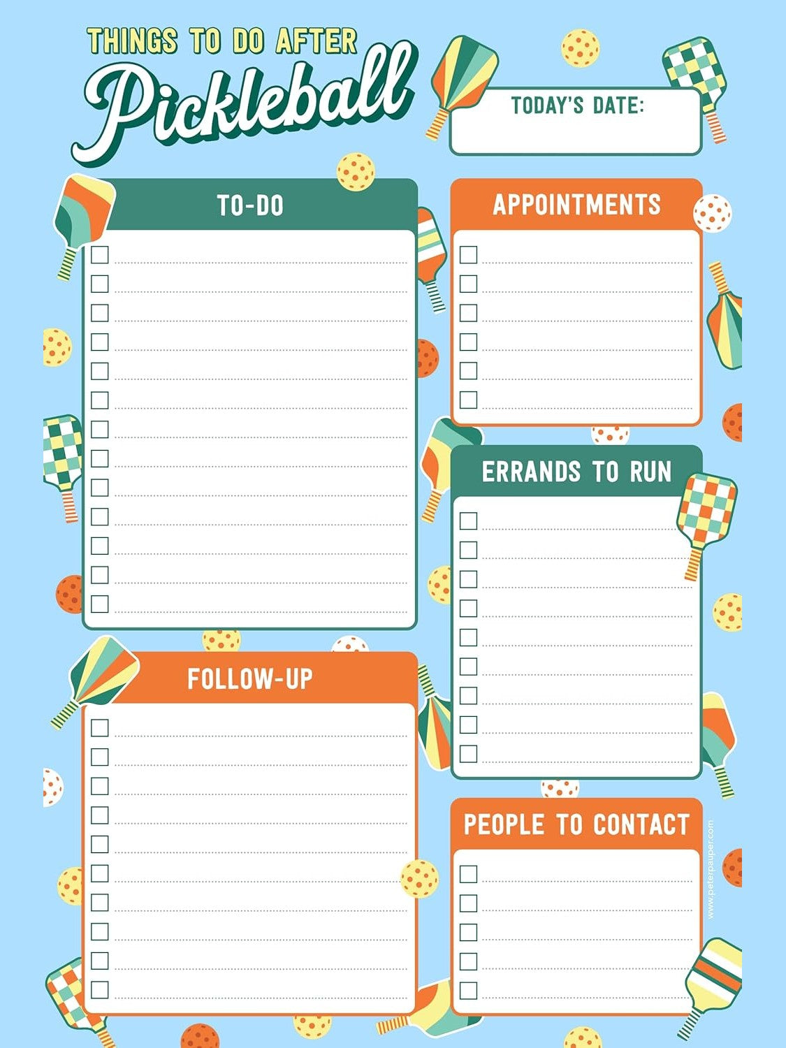  Notepad Thing To Do Pickle Ball 6x9"60 Sheets 44977