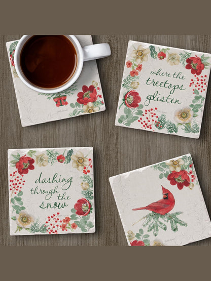 Coaster Christmas Holiday Tradition 4Pk 4x4" 05-03068