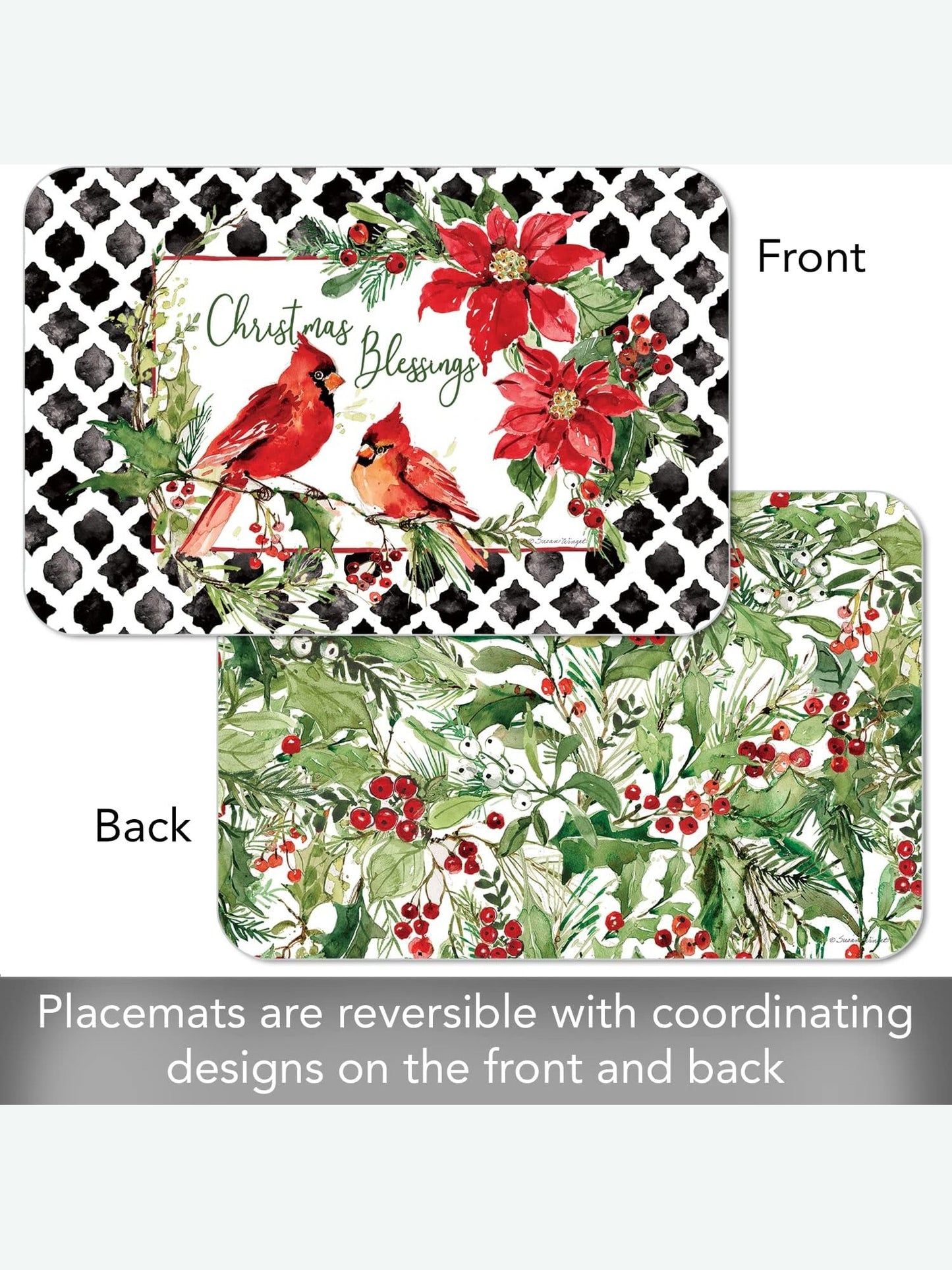 Christmas Blessing-Cardinal Greenery-11x17" Reversible Placemat