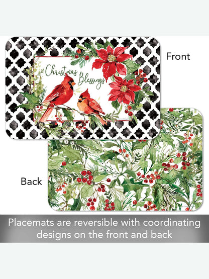 Christmas Blessing-Cardinal Greenery-11x17" Reversible Placemat