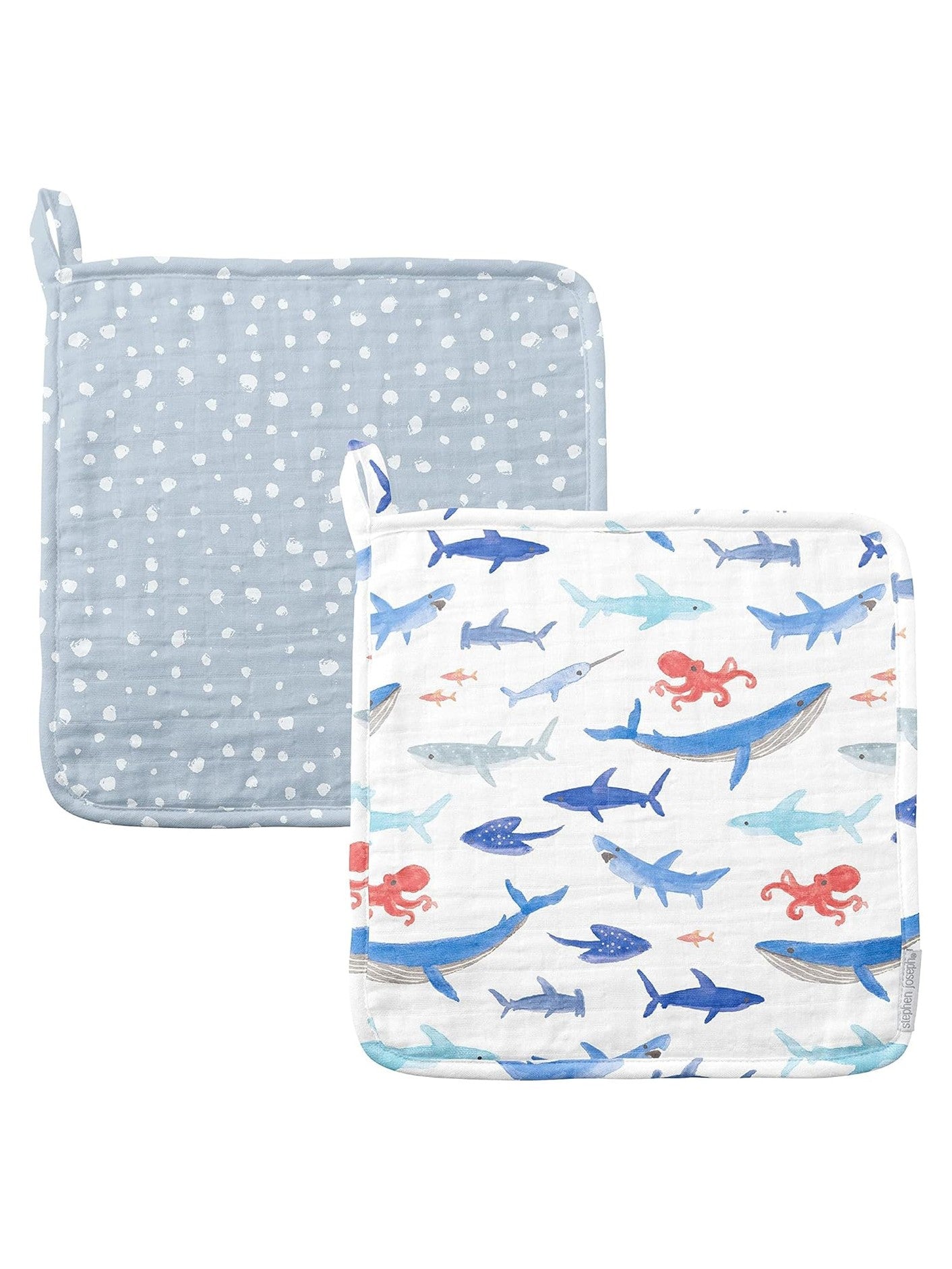 Washcloth Muslin 2pk Shark Children's Sj-1241-80 