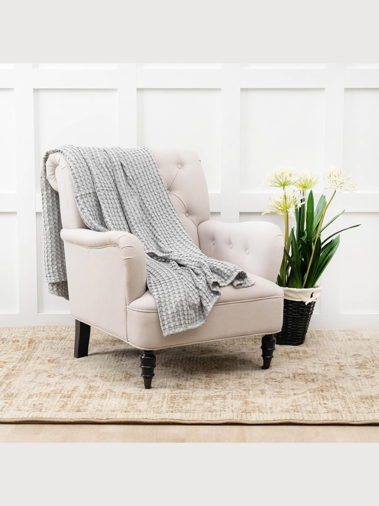 Throw  Silver Bamboo Waffle Blanket  50x70" A82890G.5070