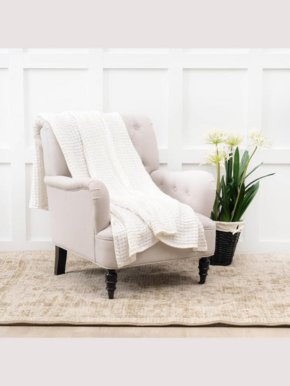 Throw Ivory Bamboo Waffle Blanket&nbsp; 50x70" A82890W.5070