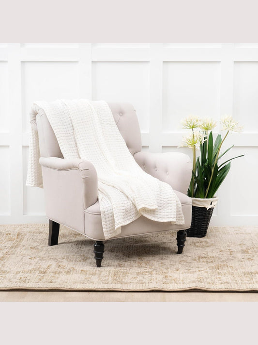 Throw Ivory Bamboo Waffle Blanket&nbsp; 50x70" A82890W.5070