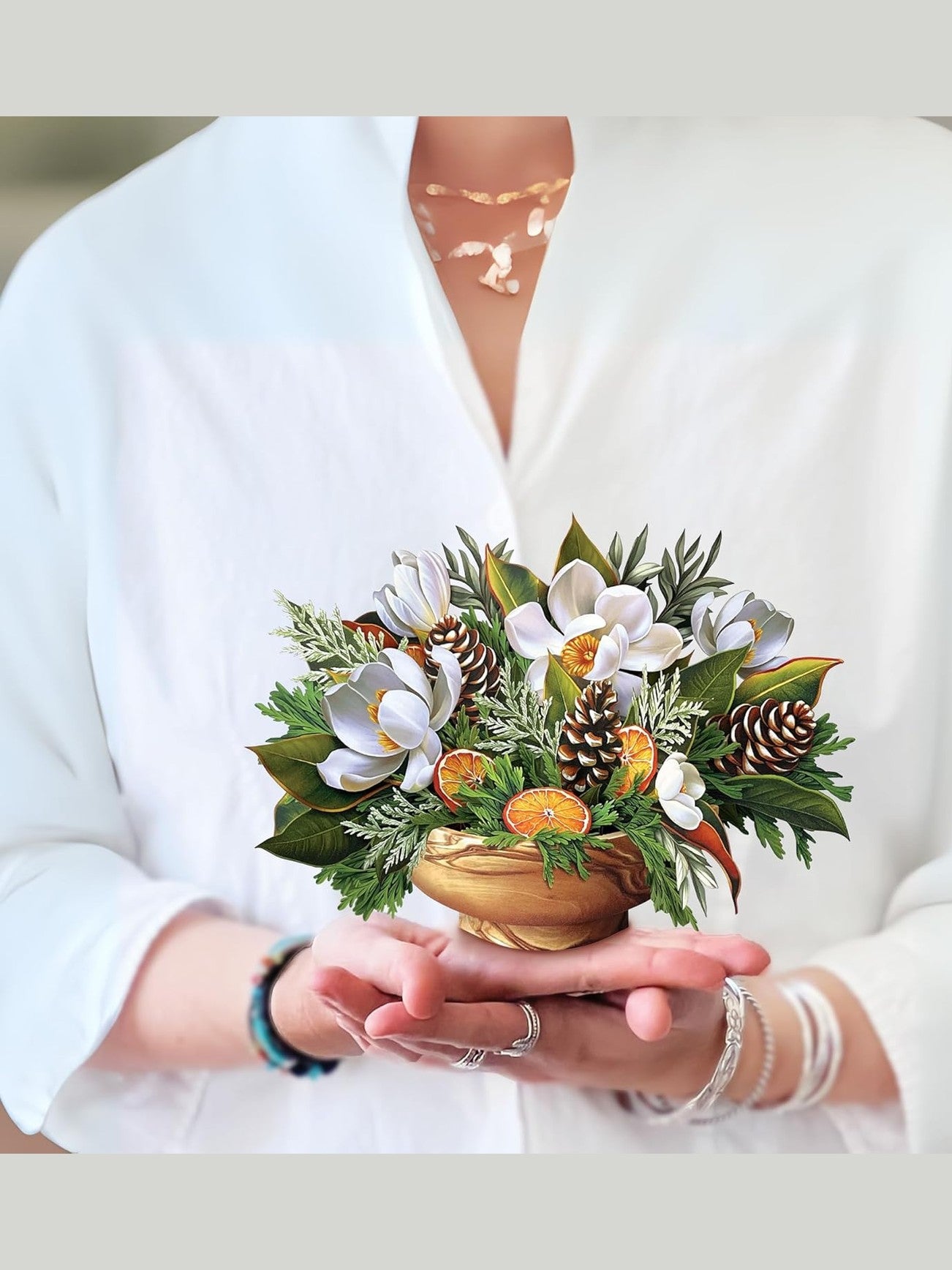 Flower's Boutique Paper Cards&nbsp; Pop Up 4.5"Mini&nbsp; Winter Magnolia 7445