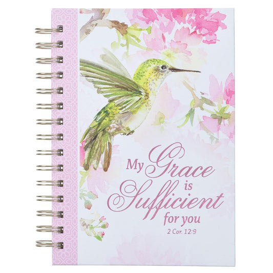 Book Journal Spiral Bound My Grace Is Sufficient Pink Hummingbird Jlw188