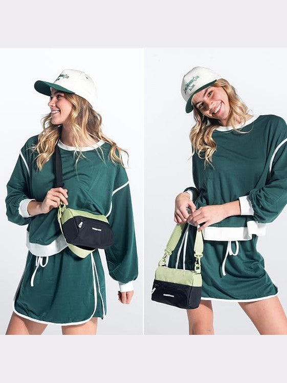Crossbody Bag Small 2 Strap Skye Palm Green/Black  ss26