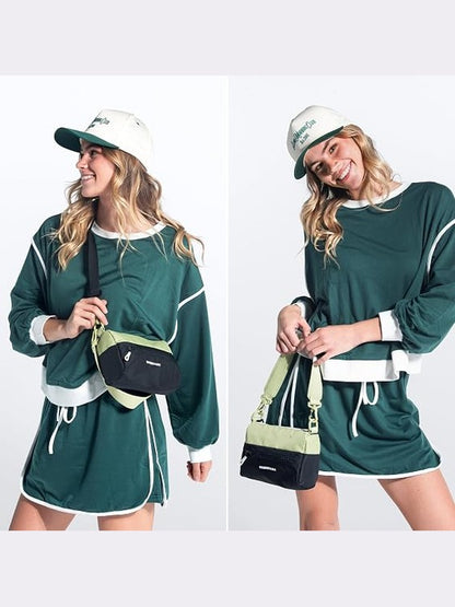 Crossbody Bag Small 2 Strap Skye Palm Green/Black  ss26