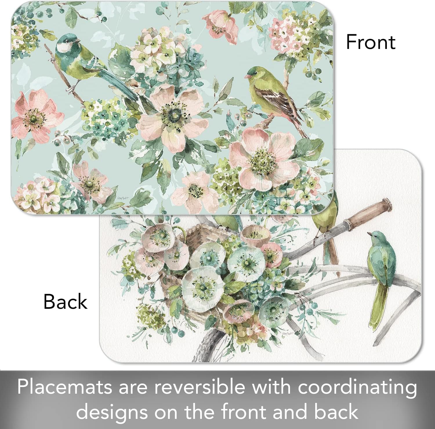 Reversible Placemat 11x17" Mint Crush Bird 174-00163