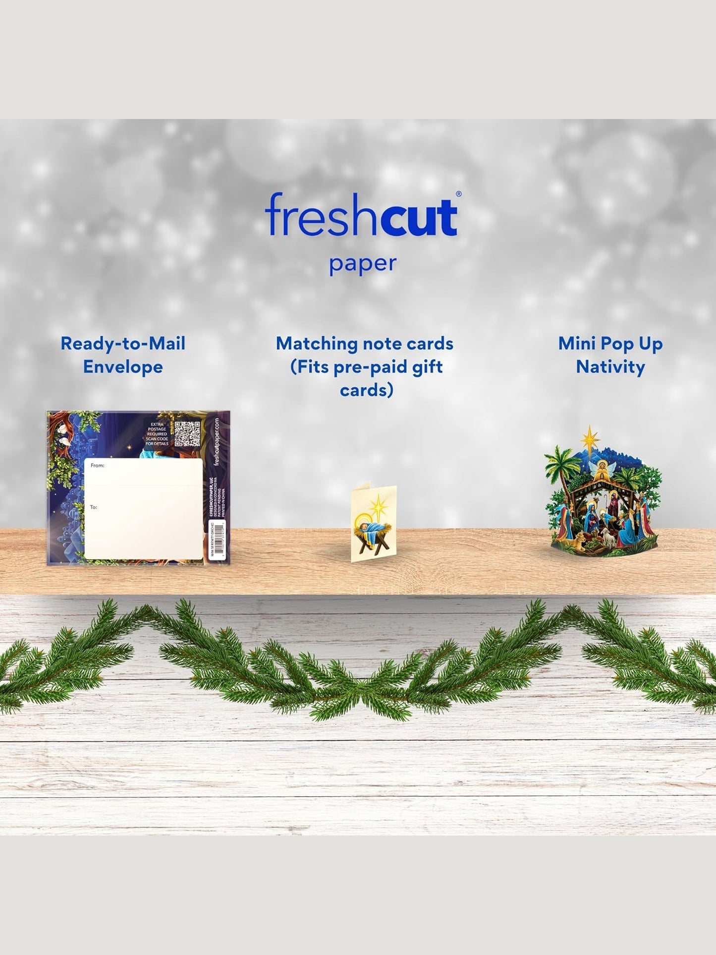 Flower's Boutique Paper Cards  Pop Up 5.5"Mini  Starlit Nativity 7444