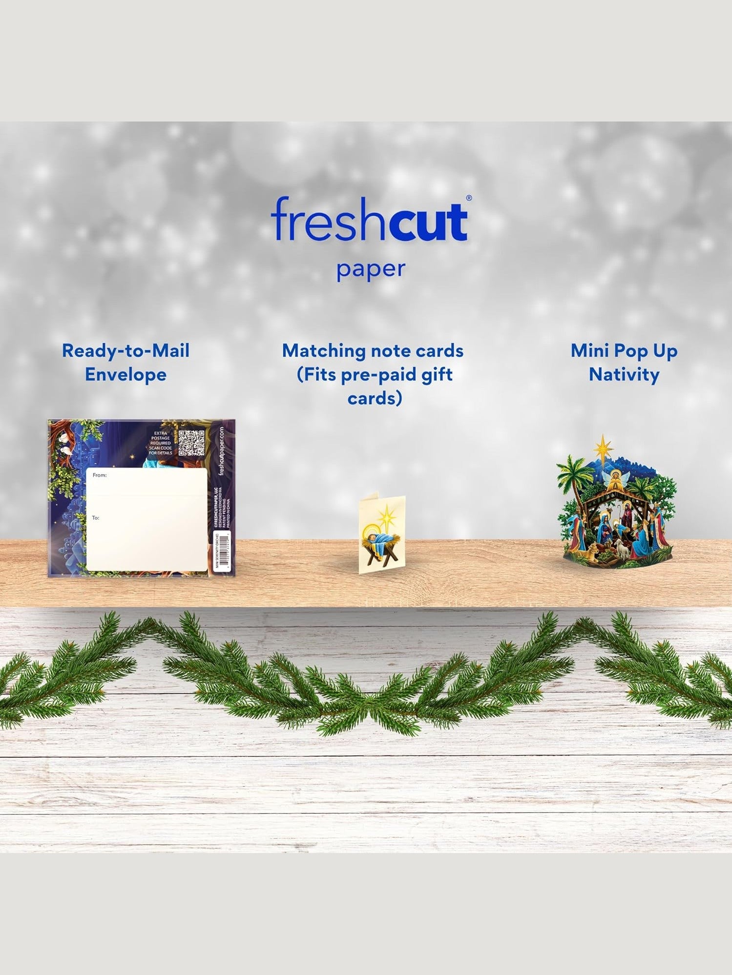 Flower's Boutique Paper Cards  Pop Up 5.5"Mini  Starlit Nativity 7444