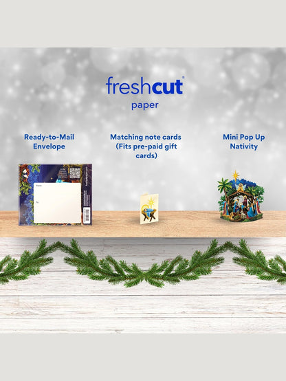 Flower's Boutique Paper Cards  Pop Up 5.5"Mini  Starlit Nativity 7444