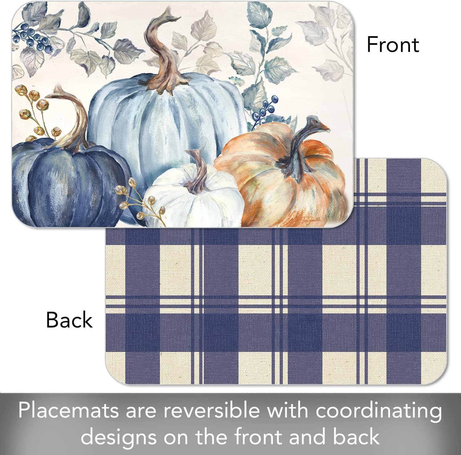 Reversible Placemat 11x17" Pumpkin Blues 174-00191
