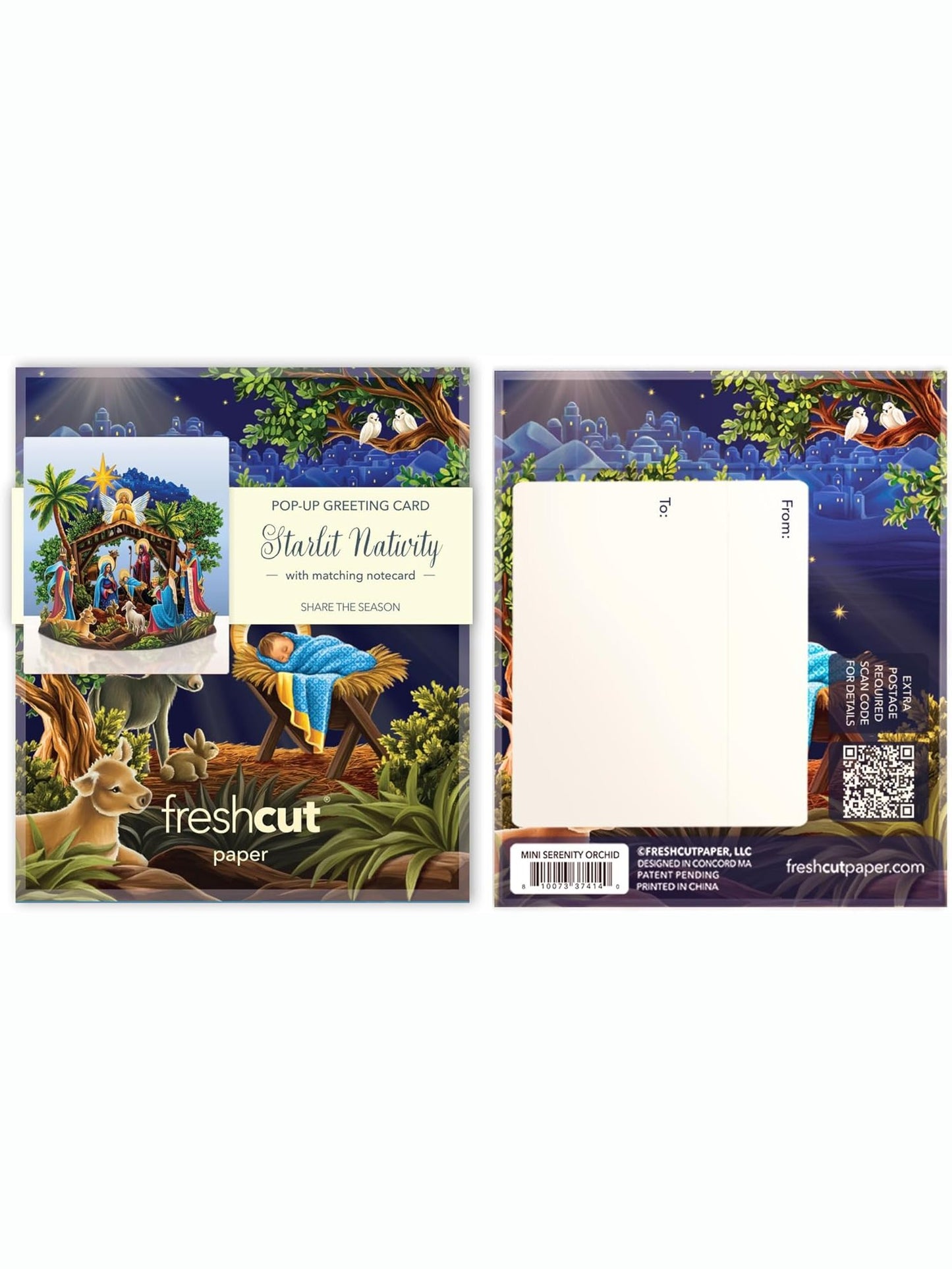 Flower's Boutique Paper Cards  Pop Up 5.5"Mini  Starlit Nativity 7444