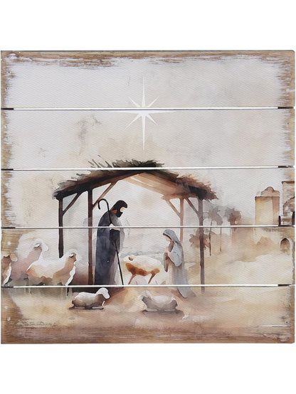 Picture Wooden Bethlehem Nativity 8x8" Pet28588
