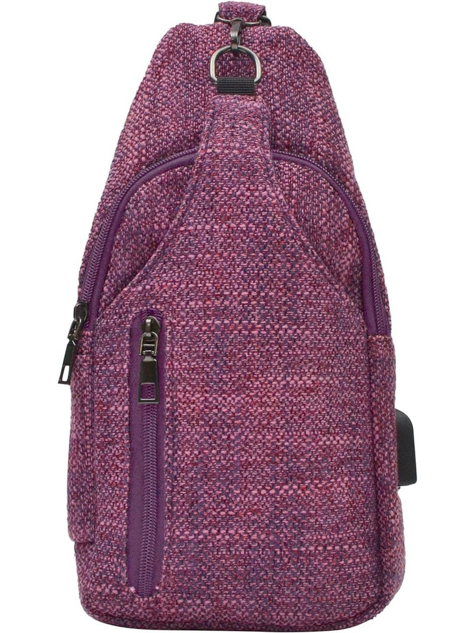 Daypack Plum Tweed Sonoma Small Woven Twill   Antitheft Usb Charging Connector 50673