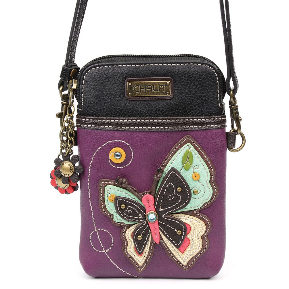 Crossbody Cell Phone Bag - New Butterfly-Purple 