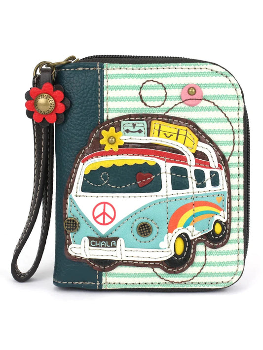 Zip Around Wallet  Vw Bus-Teal Stripe-Women's-839bus4s 