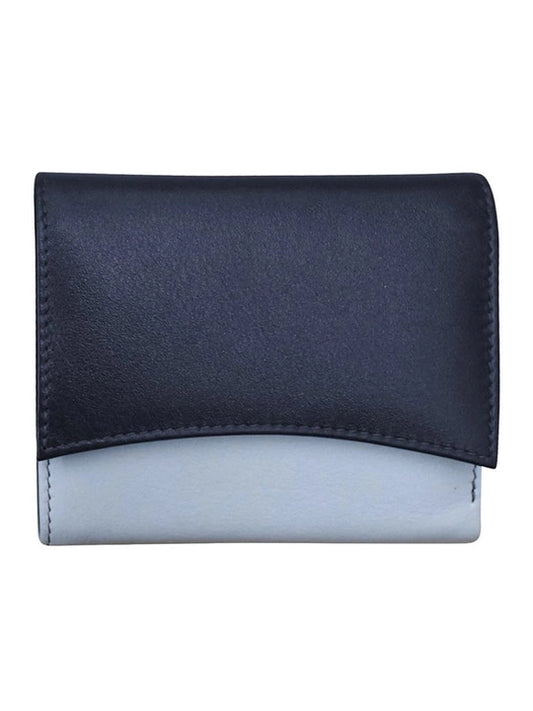 Wallet Tri Fold Classic Navy/ Chambrey Arch Flap 2 Tone Rfid Protected 6233