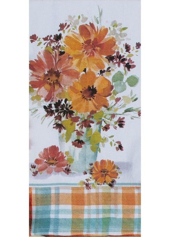 Tea Towel Aj Vase Autumn Flowers  Dual Purpose Terry H6860