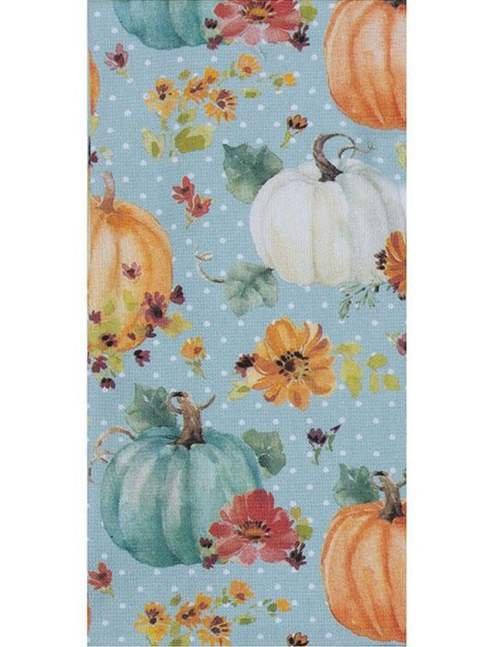Tea Towel Pumpkin Toss Autumn Flowers&nbsp; Dual Purpose Terry H6863