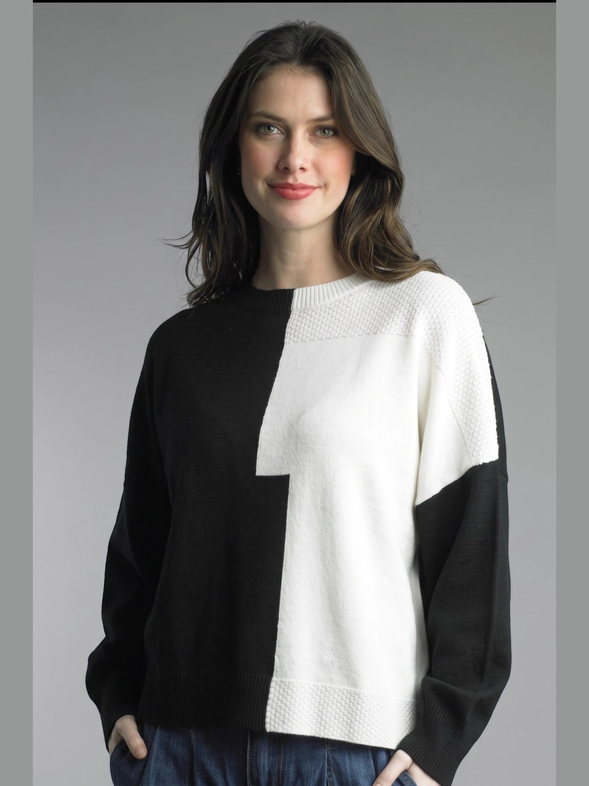 Tempo Paris-Sweater Pullover White/Black Women's 90699N