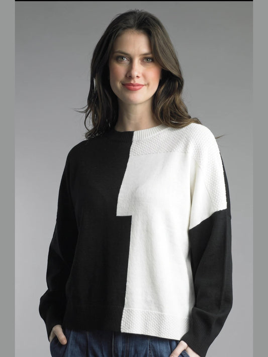 Tempo Paris-Sweater Pullover White/Black Women's 90699N
