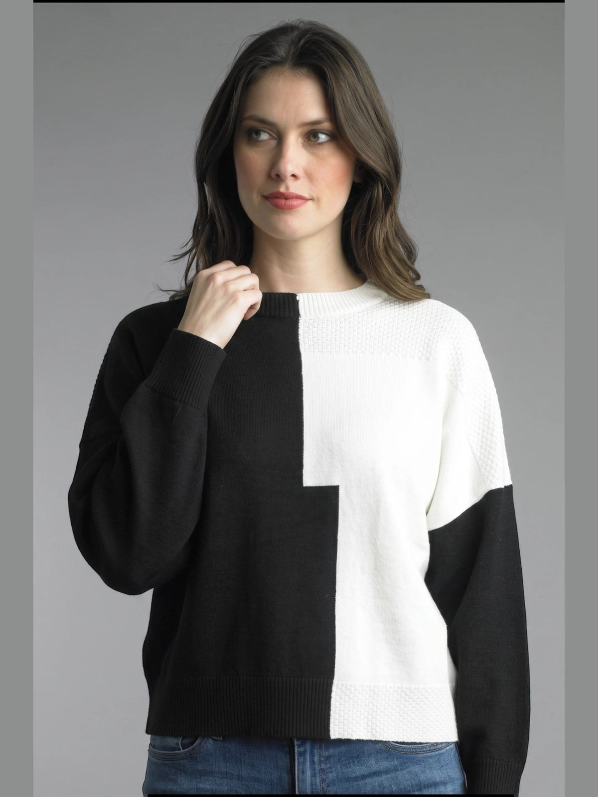 Tempo Paris-Sweater Pullover White/Black Women's 90699N