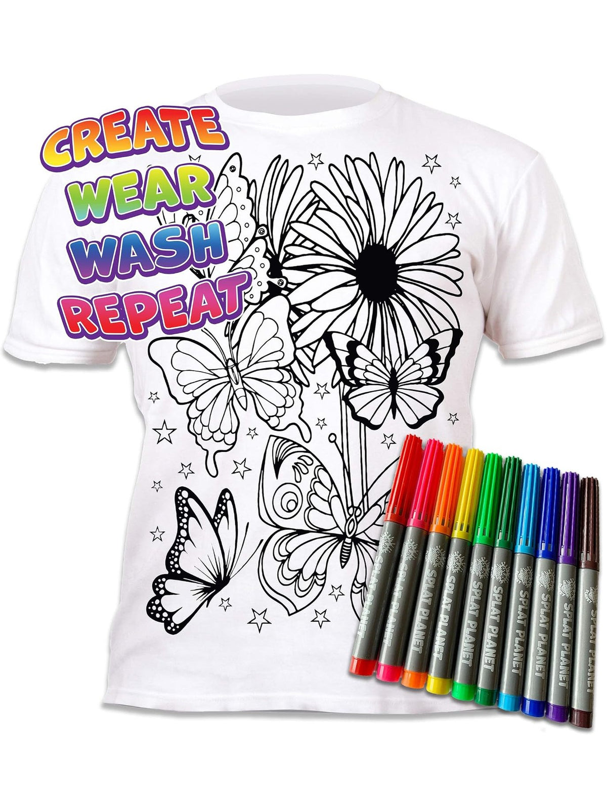 The Splat Planet-T Shirt Butterflies Create Wash Wear Repeat 3 Sizes Children'